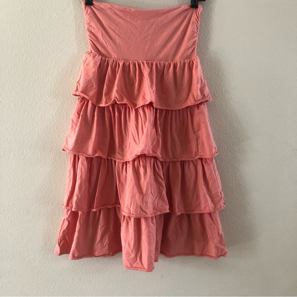 J. Crew High Waisted Coral Ruffle Boho Skirt Sz S